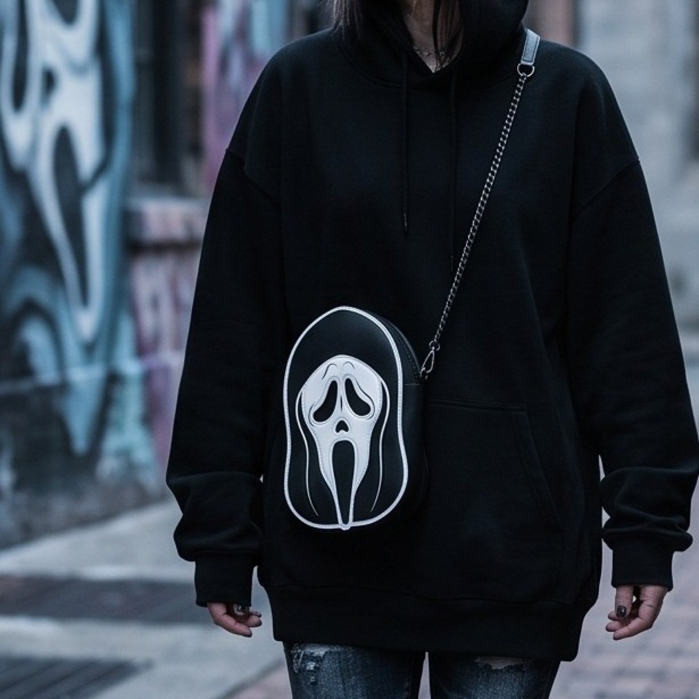 Ghost Face‎ Scream Crossbody Bag Black White Horror Movie 01580075 10x6